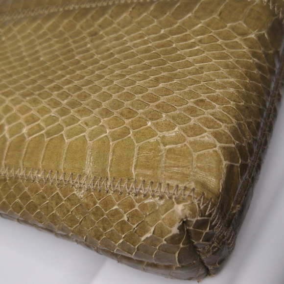 Vintage 60s Palizzio Genuine Snake Skin Purse Tan Crossbody Shoulder Bag - Picture 14 of 17
